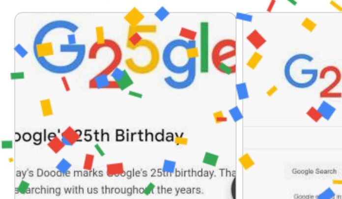 Ulang Tahun ke-25 Google, Laman Pencarian Tampilkan G25gle