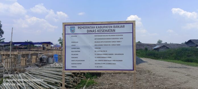 Pembangunan Puskesmas Sungai Tabuk 1 Lamban, Ini Penjelasannya