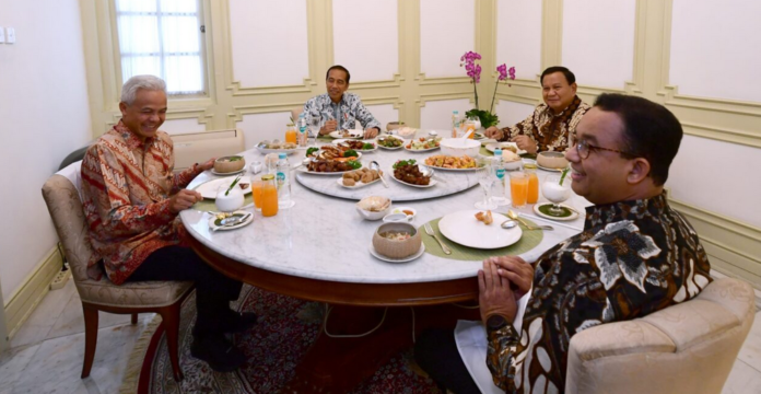 Prabowo Subianto, Anies Baswedan dan Ganjar Pranowo makan siang bersama Presiden Jokowi