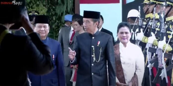 Presiden Republik Indonesia Prabowo Subiyanto menyambut kedatangan Presiden Jokowi Presiden Republik Indonesia