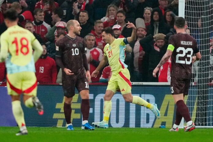 Denmark vs Spanyol Denmark vs Spanyol , hasil 1-2