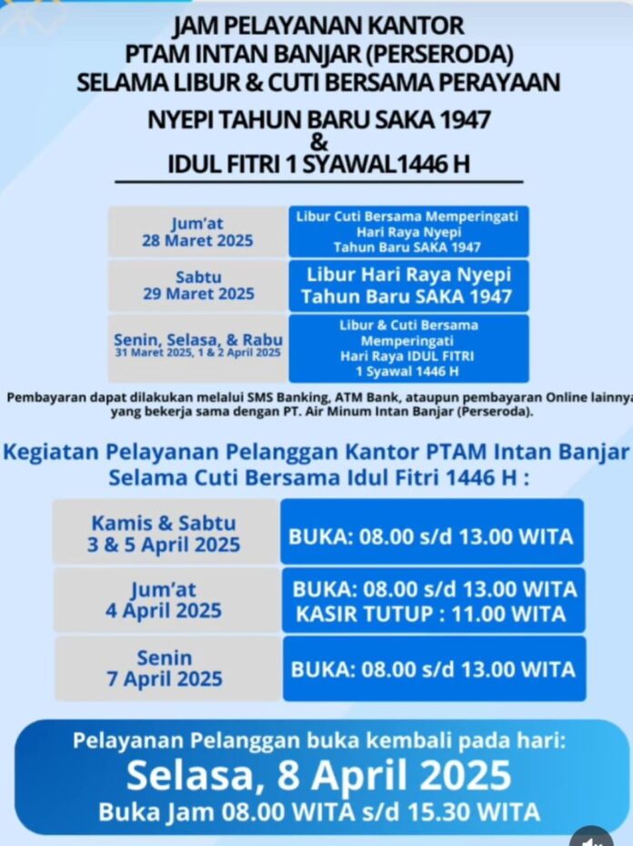 IMG-20250401-WA0003 ptam intan banjar sesuaikna jam pelayanan di libur panjang