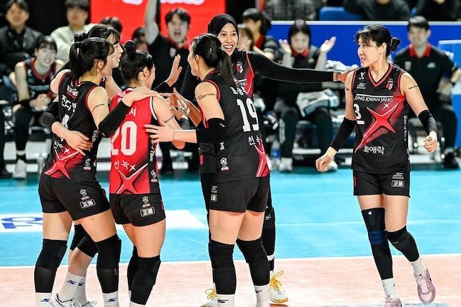 final Liga Voli Korea reds spark vs pink spider game ke-3 final Liga Voli Korea