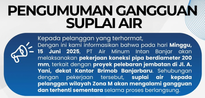 Gangguan suplai air zona M Terdampak
