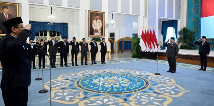 Presiden Prabowo Lantik Empat Menteri dan Satu Wakil Menteri Kabinet Merah Putih